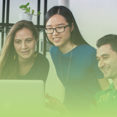 three people at laptop