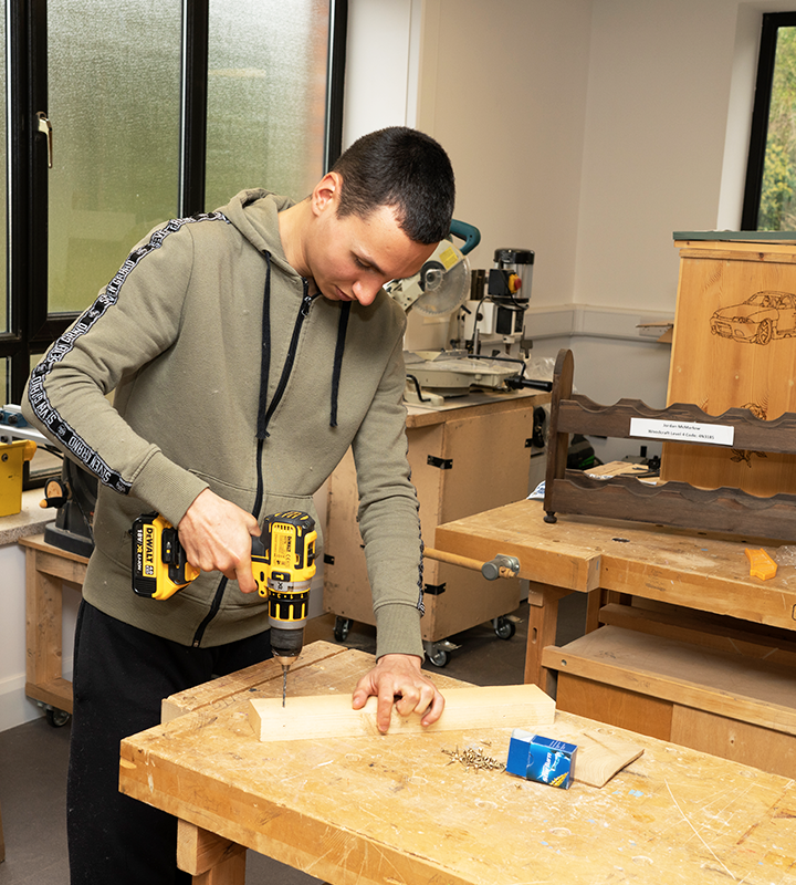 Image of learner in woodwork class