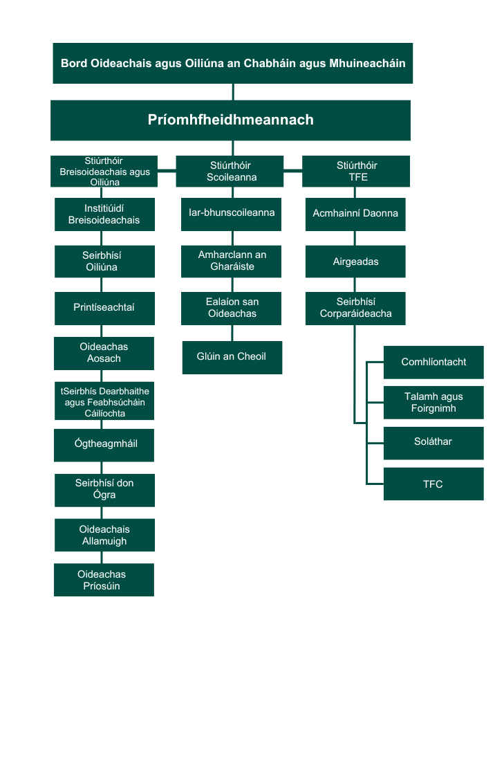 CMETB Organisation Chart – Irish Version Cairt Eagraíochta CMETB 2023